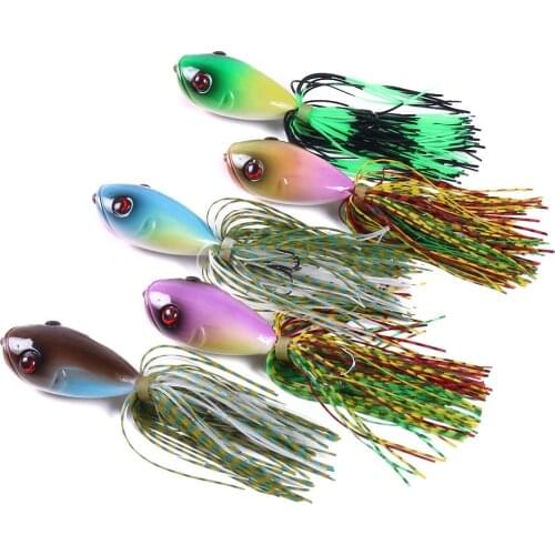 Silicone Skirt Popper Fishing Lures 4.6cm 11g Pike Wobblers for Fish Rattlin Hard Bait Artificial Fishing Tackle Lure Crankbait