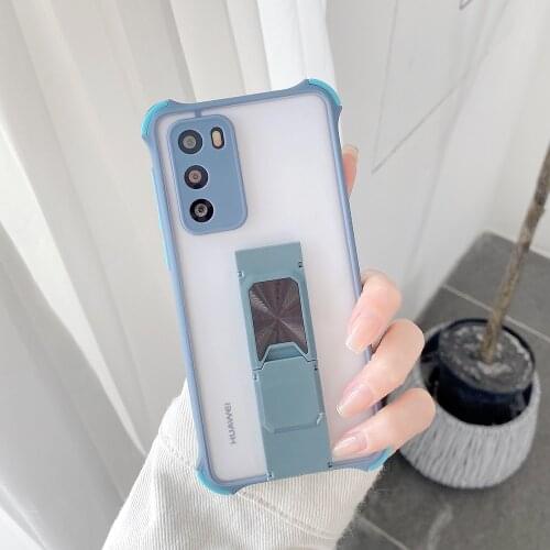 Corners Anti-drop With Kickstand For iPhone 12 11 Pro Max XR XS Max 7 8 Plus Soft Candy Color Camera Protection Phone Back Cover