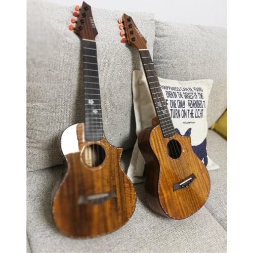 26 inch Ukulele Tenor Solid Acacia Wood Handcraft 4 Strings Hawaii Guitar Gloss Finish With Bag/Tuner/Capo/Strap/Picks