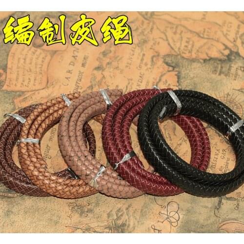 Vintage flat square braided Genuine cowhide leather rope DIY manua bracelet necklace bag rope