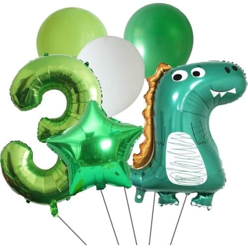 Dinosaur Animal Balloon Birthday Party Foil Number Balls Baby Shower Wild Animal Jungle Party Decoration Supply Globos Wholesale