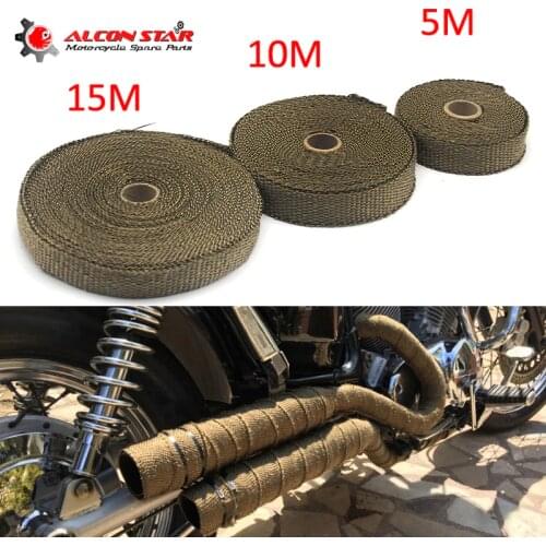 Alconstar- 5M/10M/15M Motorcycles Exhaust Front Pipe Heat Shield Tape Wrap Insulation Resistant Downpipe with Stainless Ties