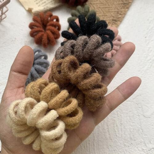 Winter Furry Chenille Telephone Wire Hair Tie Large Size Spiral Shape Rubber Elastic Hair Band Women Accessories 2021 Autumn