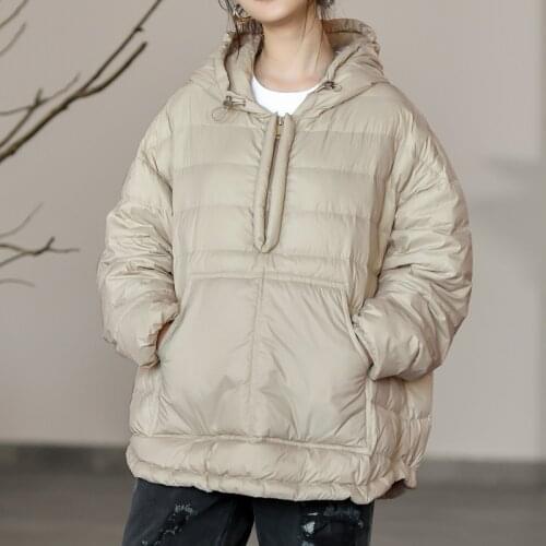 2020 winter New style hooded pullover Sweatshirt light Down jacket Women Loose white duck down casual Fashion Down Jacket Women