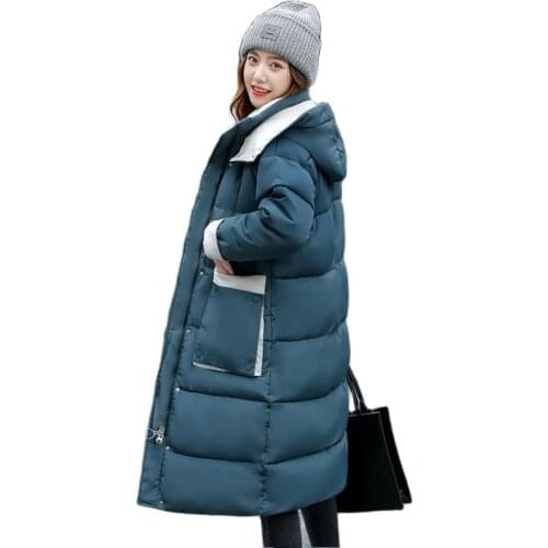 Fashion Color Matching Jackets For Women 2021NEW Mid-Length Over-The-Knee Thick Bread Jacket Down Winter Jacket Women