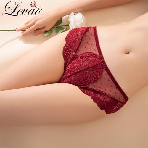 LEVAO New Style Womens Lace Underwear Panties Sexy Low-Waist Women Breathable Cotton Antibacterial Crotch Female Underwear