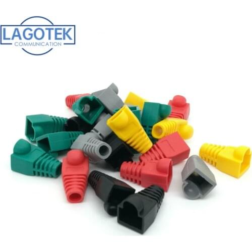 100pcs/lot rj45 caps cat5 cat5e cat6 network boots ethernet cable connector rj 45 sheath cat 6 protective sleeve multicolour 6mm