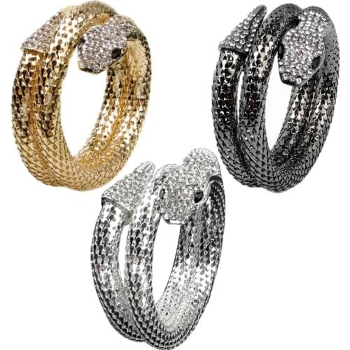 2021 New Punk Maxi Luxurious Crystal Snake Bangles & Bracelets Vintage Wristband Cuff Bracelets for Women Jewelry Wholesale