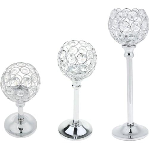 3 Height Silver Mosaic Crystal Wedding Present Candlestick Candle Tea Light Holder Stand for Events Wedding Home Party Decor