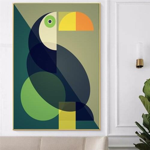Abstract Mid-Century Geometric Toucan Poster Modern Wall Art Canvas Painting Fashion Living Room Bedroom Nordic Home Decor