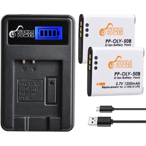 Li-50B Li50B Li 50B Battery + LCD Charger for Olympus u6010 u6020 Stylus 1010 u 1010 Ricoh CX3 CX4 Pentax XZ-1 SP-800UZ D-Li92