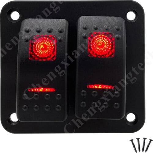 Aluminum 2 Gang Rocker Switch Panel With Red Led Light 12v 24V 5 Pin SPST On Off Toggle Switch for Car Boat Marine RV Truck