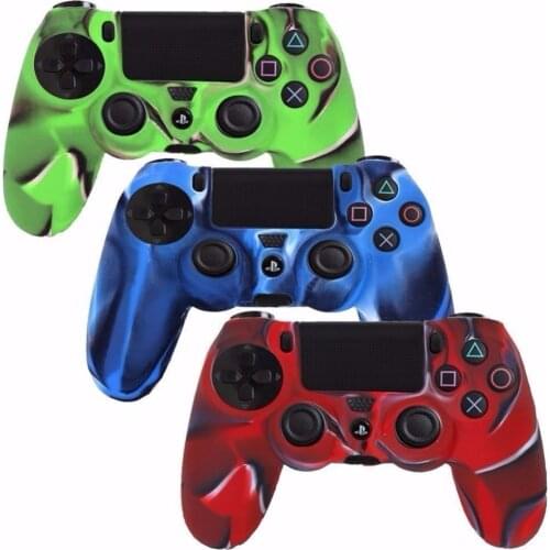 Gen Game Anti-slip Silicone Rubber Cover Skin Case for Sony PlaySation Dualshock 4 PS4 Pro Slim Controller with 2 Grip