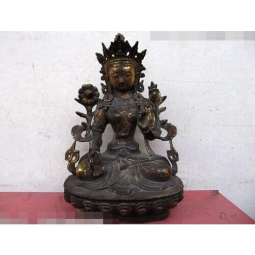 Free shipping S00161 Details about Tibet classical Bronze White TaRa Buddha Guan Yin Kwan Yin Bodhisattva statue