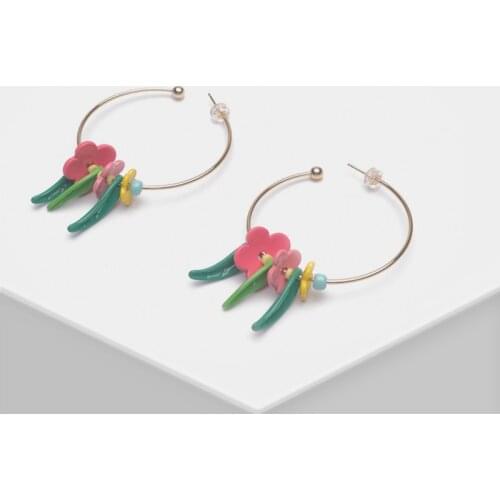 Amorita boutique Lovely colorful flower hoop earrings