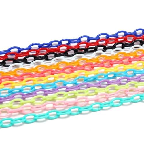 10pcs 50cm Colorful Acrylic Plastic Lobster Clasp Hook Link Chain For DIY Keychain Necklace Jewelry Making Connecter Accessories