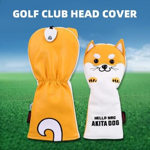 Akita dog golf club head cover 1\3\5\UT full set wood club cover cartoon cap cover Waterproof golf ball head cover