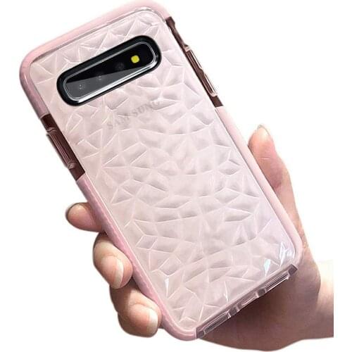 For Samsung Galaxy S10 Plus Note 10 S9 S8 Plus Note 9 Case, Women Girls Men Crystal Clear Slim 3D Diamond Pattern Soft TPU