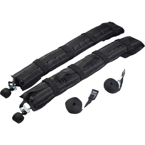 2 Pieces Black Soft Roof Racks Luggage Paddleboard, Longboard, Surfboad Carrier Bars Self Inflatable