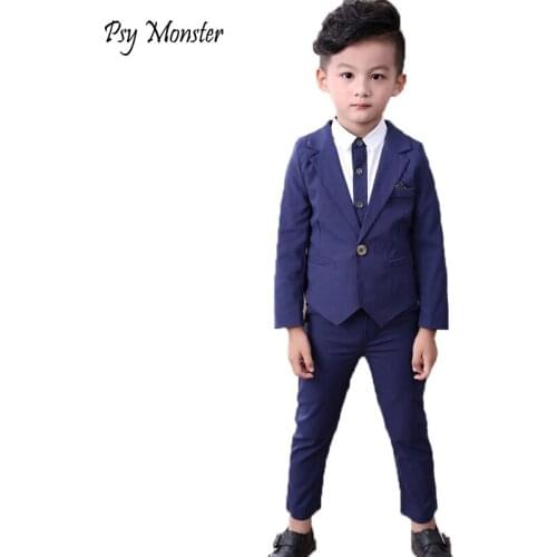 Kids Prom Wedding Suit for Boys Brand Design Flower Boys Birthday Party Formal Blazer Suit Children Clothing Set Costume