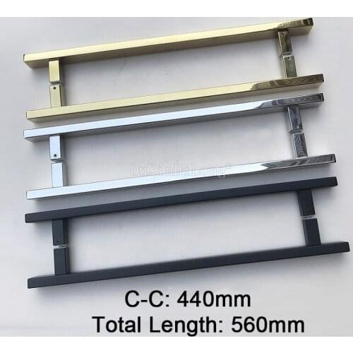 1PCS 304 Stainless Steel Bathroom Door Handles Golden/Polish Chrome/Dumb Black Glass Door Handles C-C:440mm JF1809