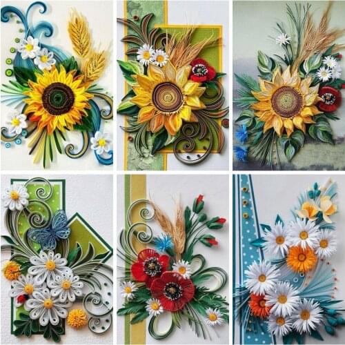 HUACAN 3D DIY Diamond Embroidery Sunflower Full Square Rhinestone Kit Diamond Painting Flower Cross Stitch Home Decoration Gift