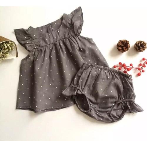 Ins Toddler Baby Girl Sets Dot Girl Clothings Tops+ruffles Short Print Dot Cute Baby Clothings