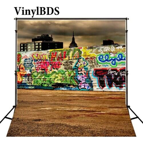 VinylBDS Background Brick Wall Photography Backdrop Graffiti Backdrop Concrete Floors Background Children Backdrop for Studio
