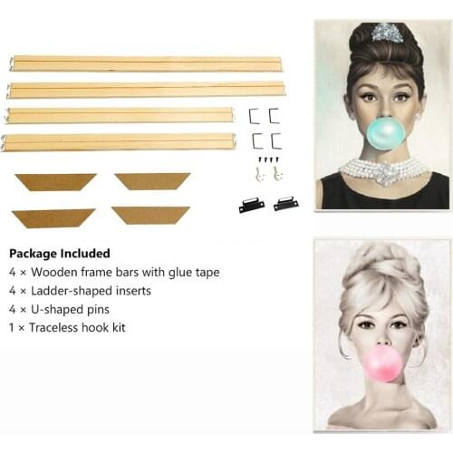 Kexinzu DIY Canvas Paintings Frame Natural Wood Photo Frame Diamond Oil Painting Frame Wall Art Large Posters Hanger Home Decor