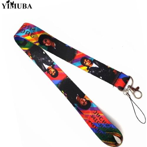 YIMUBA Classic Rock Star MJ Lanyards Keychain Dance King of Pop Fashion Printed Ribbon Straps Key Chain Phone Hang Rope Souvenir