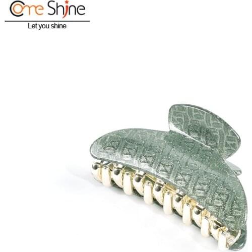 Korean Fashion Hair Accessories for Women Medium Geometric Woven Pattern Glitter Acrylic Crab Hair Claw Clips Girls COME SHINE