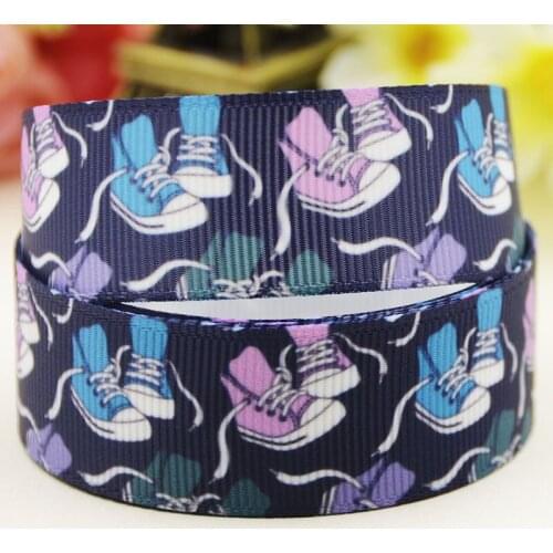 22mm 25mm 38mm 75mm Shoes Cartoon pattern printed Grosgrain Ribbon party decoration 10 Yards X-04169
