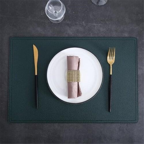 New Highend Simple Double Leather Placemats Solid Color Non Slip Table Bowl Mat Waterproof And Oilproof Table Pads Tableware
