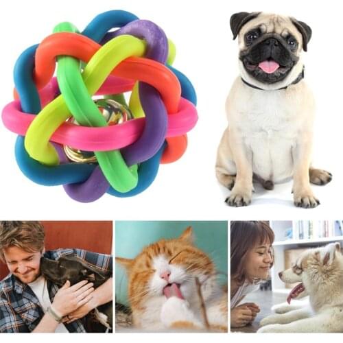 1pcs colorful ball pet toy dog toy cat toy with bell for small medium large dog Chihuahua Yorkshire Poodle pet product hot