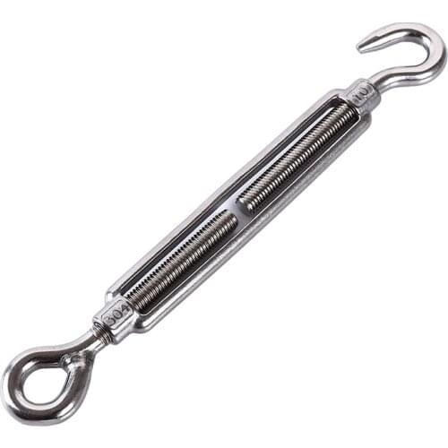 M4/M5/M6/M8/M10/M12 Stainless Steel Turnbuckle Hook Rigging Eye Screw Wire Rope Tensioning Tightener Tight Rope Bolt Connector