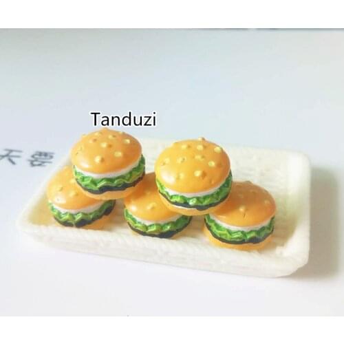 Tanduzi 20PCS Mini Resin Hamburger 11mm Simulation Hamburger Miniatures Resin Flat Back Cabochon For DIY Hair Bow Center