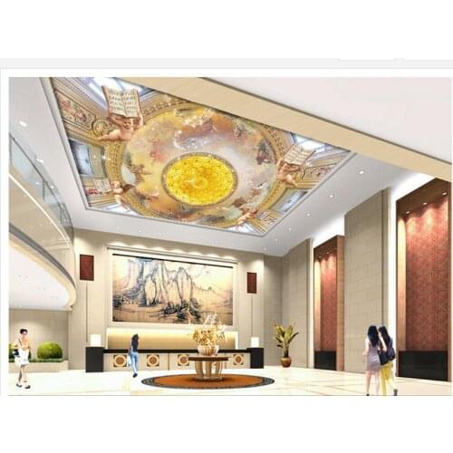 3d ceiling murals wallpaper European angel painting gold ceiling fresco Home Decoration custom 3d photo wallpaper