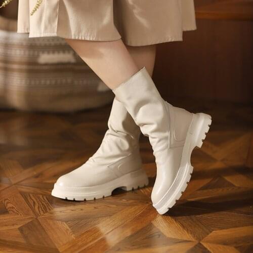 2021 New Women Shoes Women Boots Winter Ankle Boots for Women Womens Platform Heels Chunky Boots Platform Boots Pleated Boots