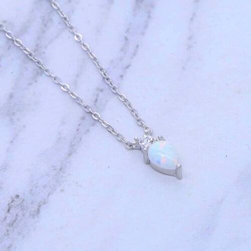 Wholesale New arrived 100% 925 Sterling Silver white fire opal paved crown Pendants Necklaces for Women wedding Jewelry Gift