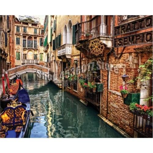 Lakes & Rivers Full Diy Diamond Painting Resin Rhinestone Diamond Embroidery Mosaic Painting Italy Landscape Home Decor