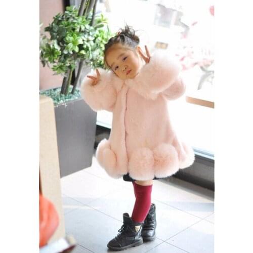2020 1-9Y Kids Baby Girls Faux Fur Coat Fashion Winter Warm Long Sleeve Solid Long Coat for Kids Girls Outwears