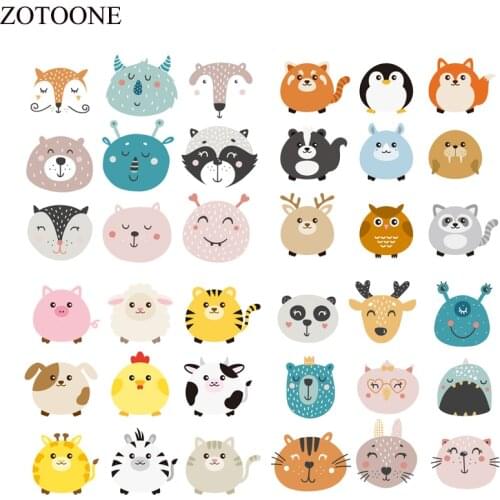 ZOTOONE Animal Patches Set For Kids Clothes Iron-on Transfer Washable Lovely Animal Stickers Household DIY Accessory Appliques E