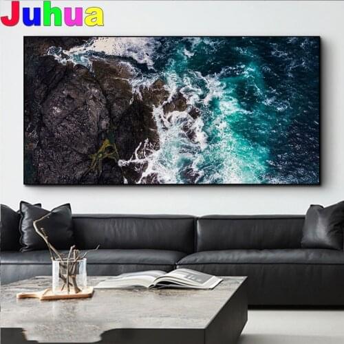 Full Round Diamond Painting"Craggy Rocks and Coastline"5d Diy Diamond Embroidery Mosaic Drill Crystal pattern Landscape Stickers