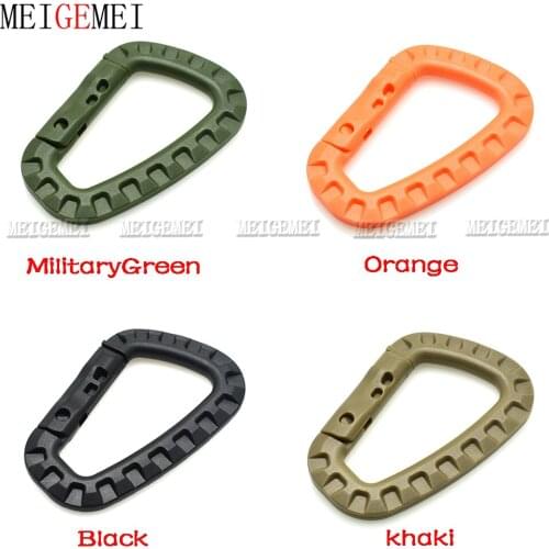 2pcs/pack D shape Mountaineering Buckle Snap Clip Plastic Steel Climbing Carabiner Hanging Keychain Hook