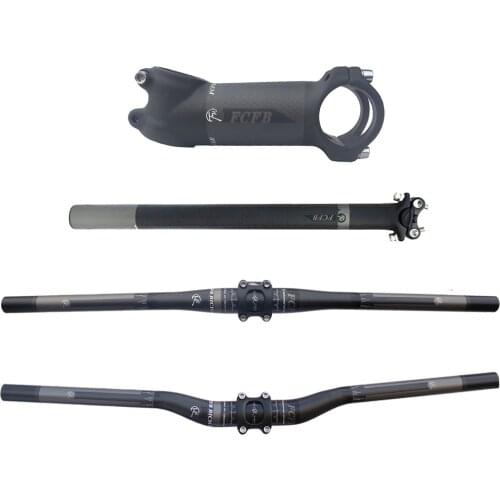 Sales 2015 new FCFB FW carbon handlebar black grey kit MTB mountain rise handlebar + alu carbon stem + seatpost road bike