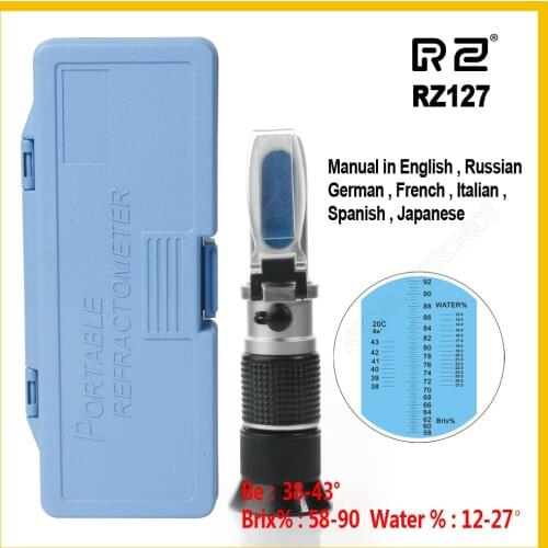 RZ Genuine Retail Package High Concentration Brix Be Water 3 in 1 58%~92% Honey Refractometer Bees Sugar Food ATC RZ127