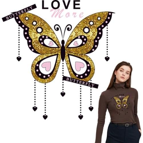 Butterfly Thermal Stickers Girl Children Hoodie Tops Diy Heat Press Transfer Paper Hot Tear Iron On Patches