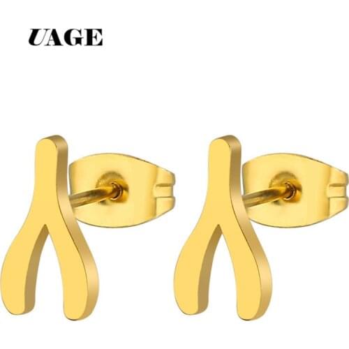 UAGE 1 Pair Stainless Steel Ear Studs Earrings Gold with Butterfly Clasp Push Earrings Women Men Earrings
