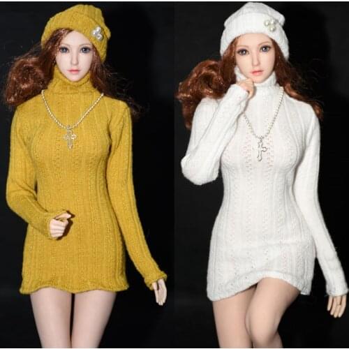 IN STOCK 1/6 Scale Female Action Figure Knitted Skirt Sweater Hat Necklace Set TBLeague JO Lan fit 12 inch Female Figure Body