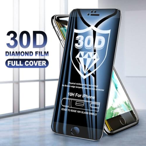 30D Curved Edge Full Cover Protective Glass On The For iPhone 7 8 6 6S Plus Tempered Screen Protector For X XR XS Max Glass Film